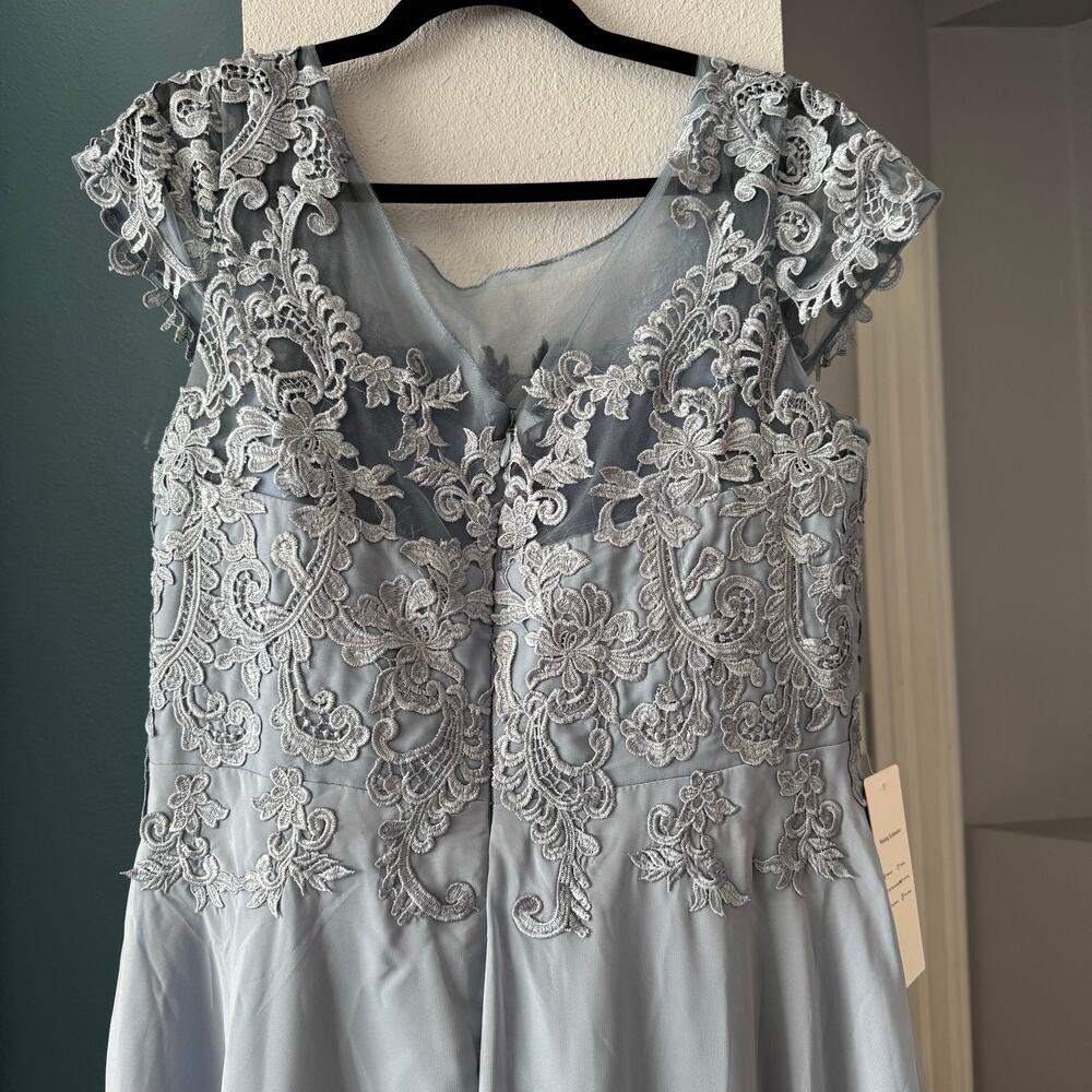 Lavetir BRYN 22461900 A-Line Princess Scoop Short Sleeves Chiffon Dress MOB sz16 - Picture 8 of 11